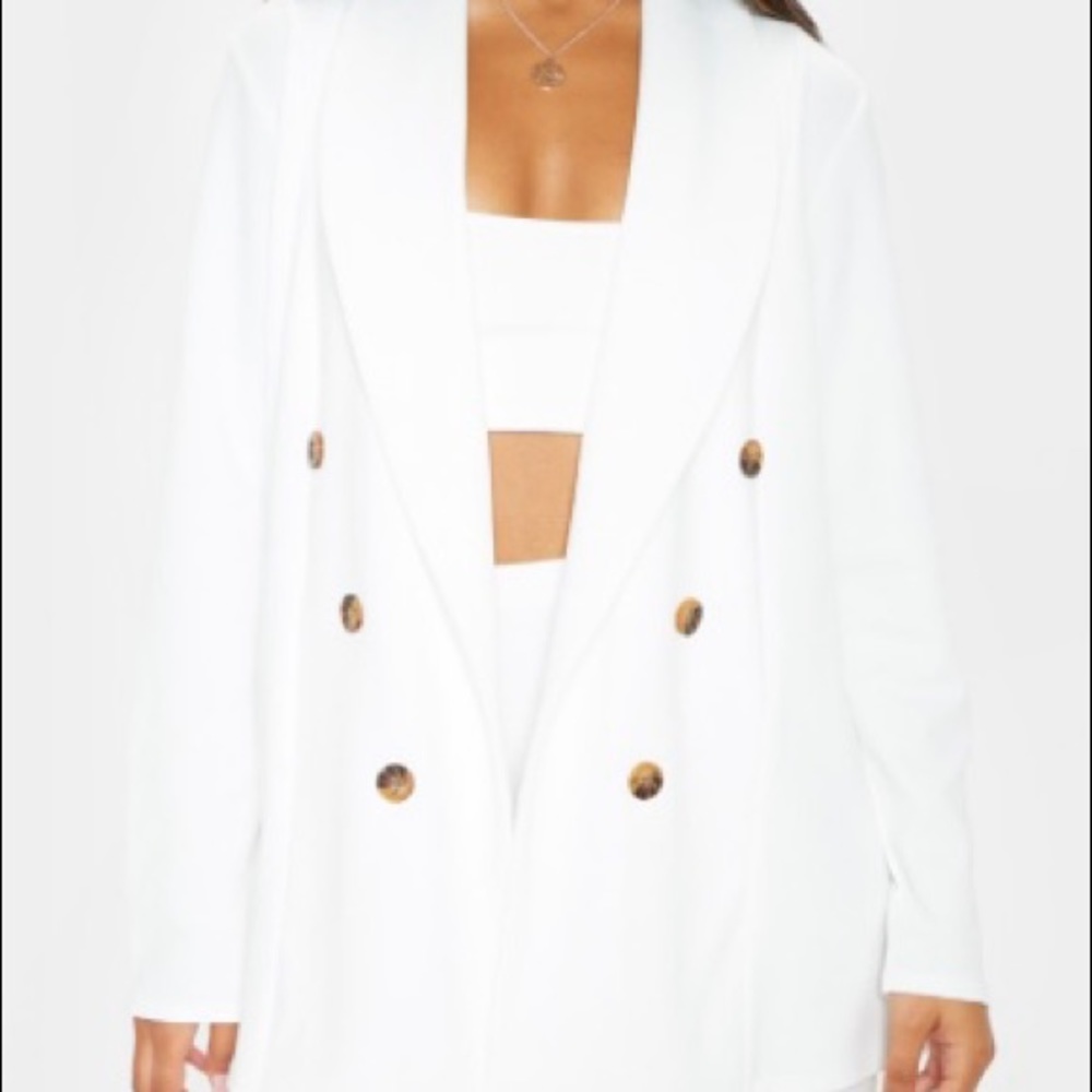 Oversized white blazer